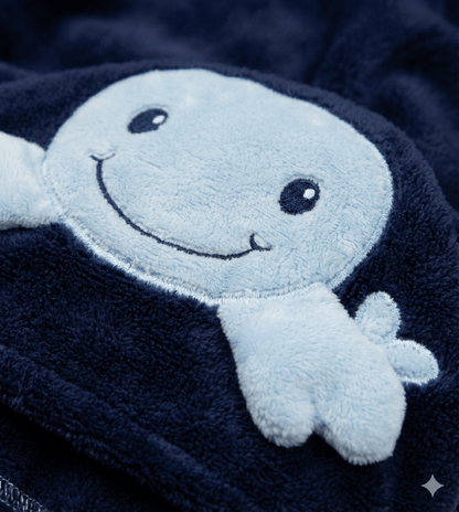 Baby Hooded Shawl - Blue Cozy Soft Wrap for Bath & Bedtime - Comfort Cubz