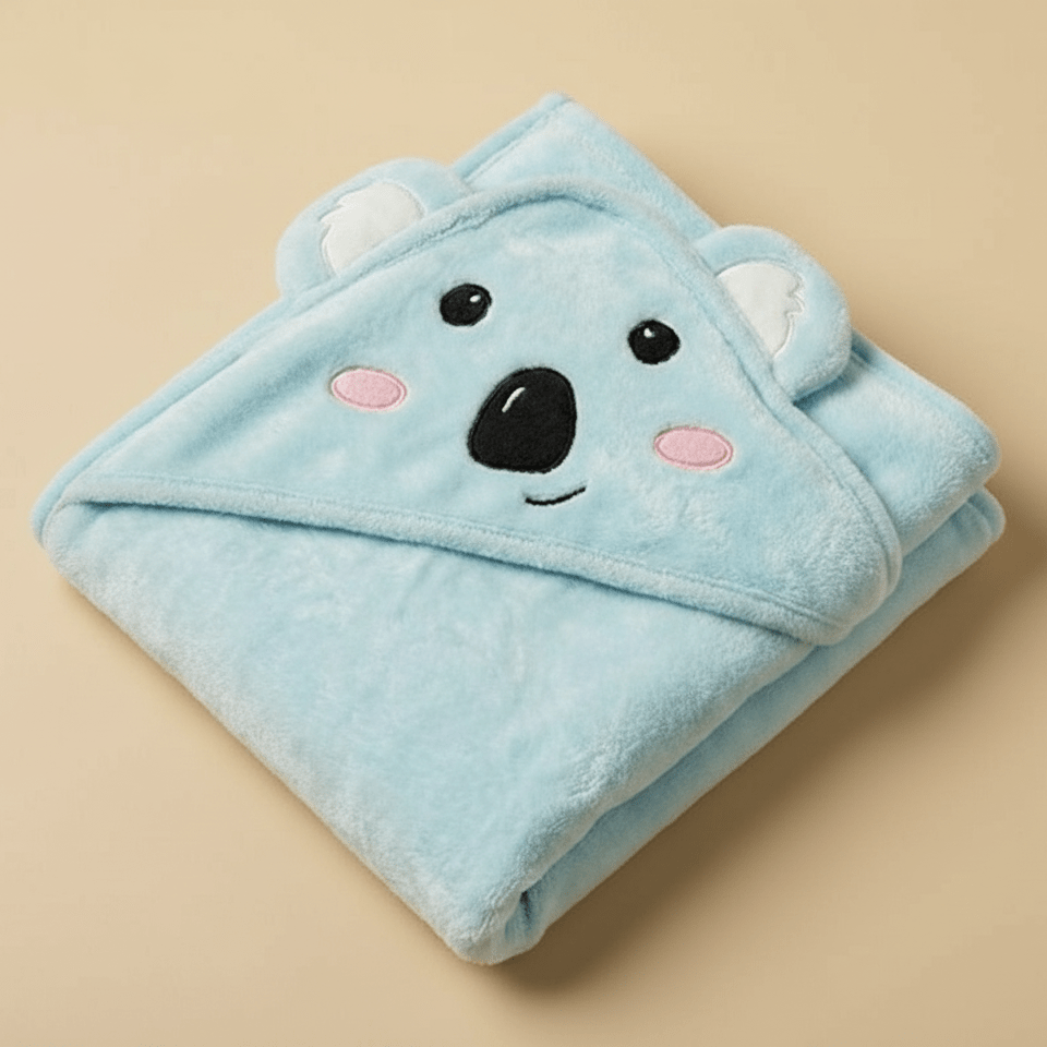 Baby Hooded Shawl Soft Bunny Design Light Blue - Comfort Cubz