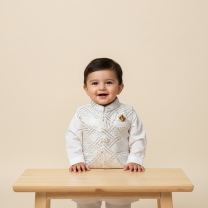 Baby in Embroidered Kurta - Front View
