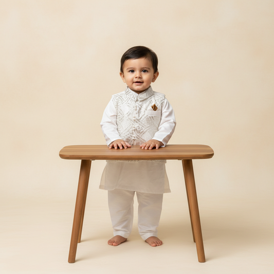 Baby in Embroidered Kurta - Full Body