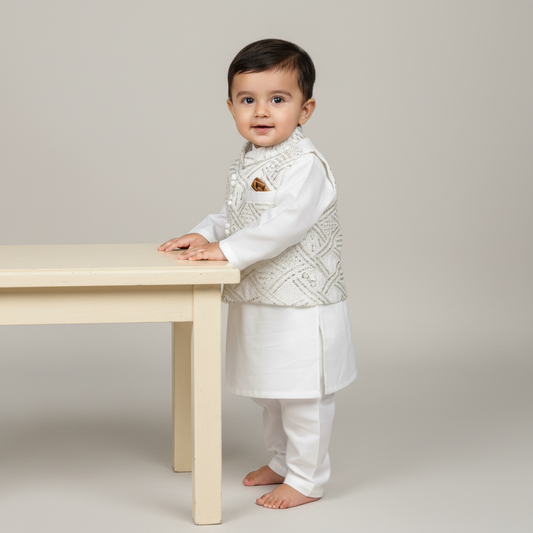 Baby in Embroidered Kurta - Studio Shot