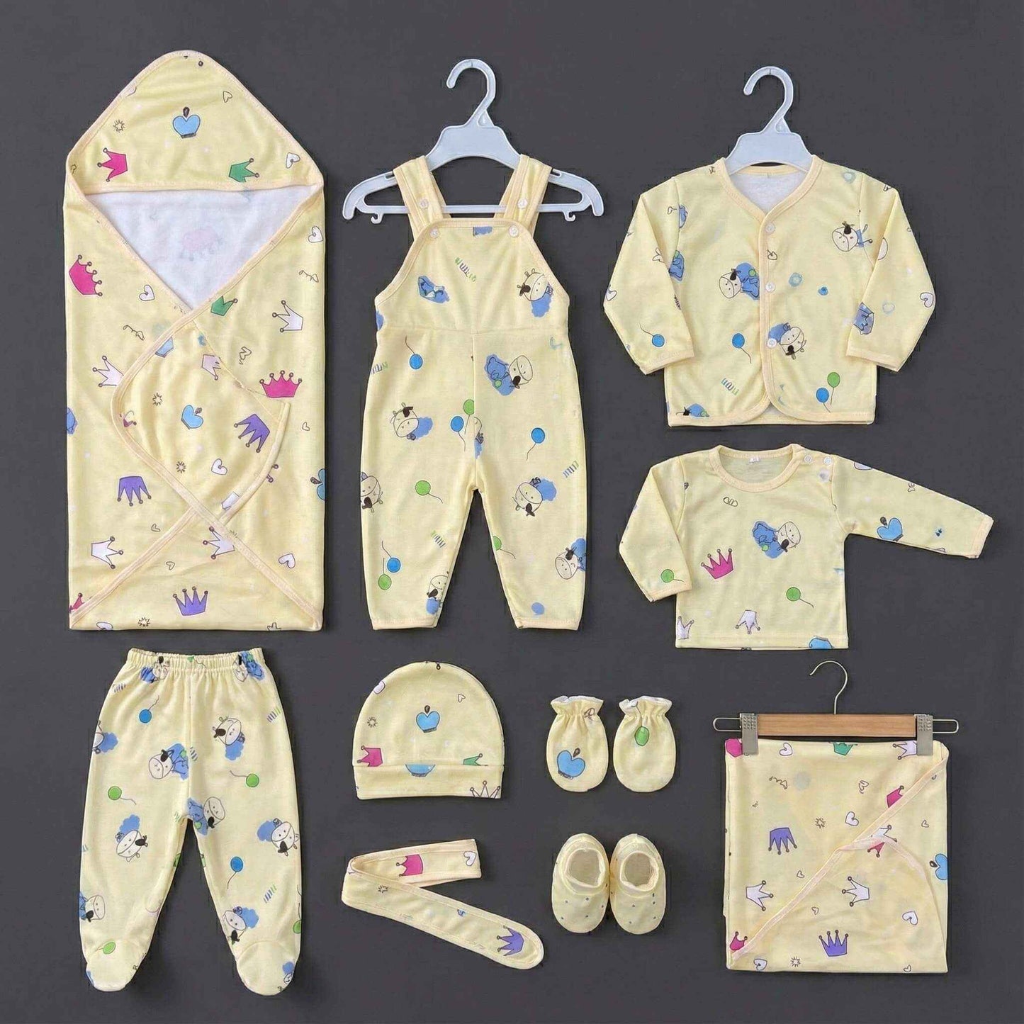 Baby Suit 11-Piece Crown Design Complete Set - 0-3 Months