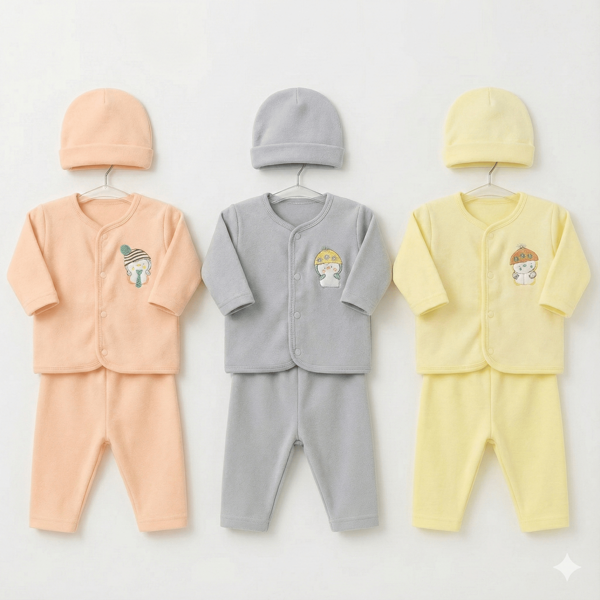 Baby Suit 3 - Piece Plain Bundle 🎨 All 3 Colors - 9 Pieces Total Classic Set - Comfort Cubz