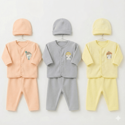 Baby Suit 3 - Piece Plain Bundle 🎨 All 3 Colors - 9 Pieces Total Classic Set - Comfort Cubz