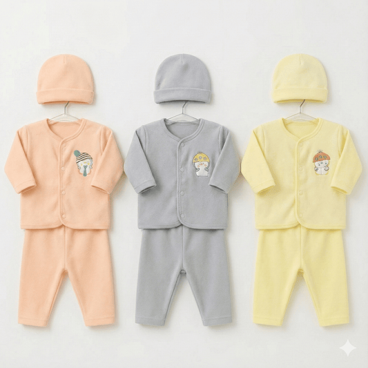 Baby Suit 3 - Piece Plain Bundle 🎨 All 3 Colors - 9 Pieces Total Classic Set - Comfort Cubz