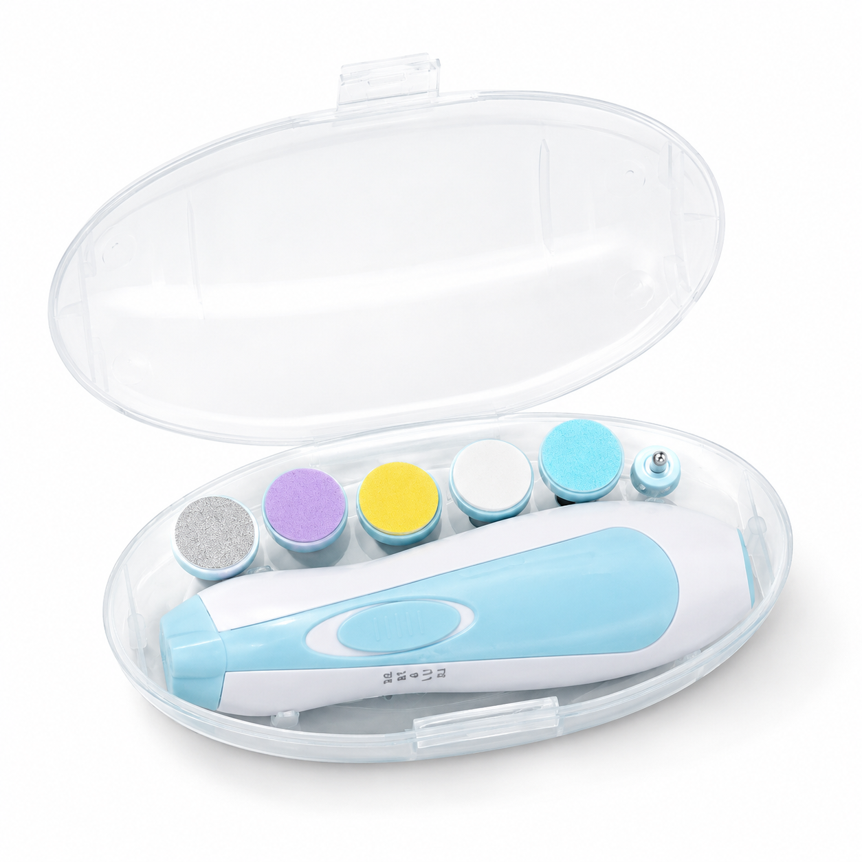Baby electric nail trimmer kit in clear storage case