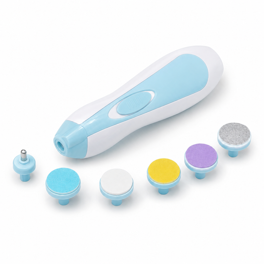 Baby electric nail trimmer with interchangeable grooming attachments