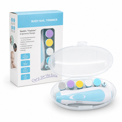Baby electric nail trimmer kit with retail box and storage case