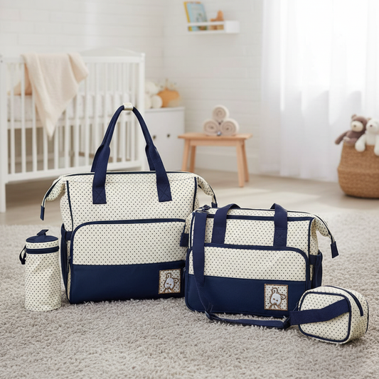 Baby Diaper Bag 4-Piece Complete Set - Large Capacity Premium Mummy Bag with Accessories
