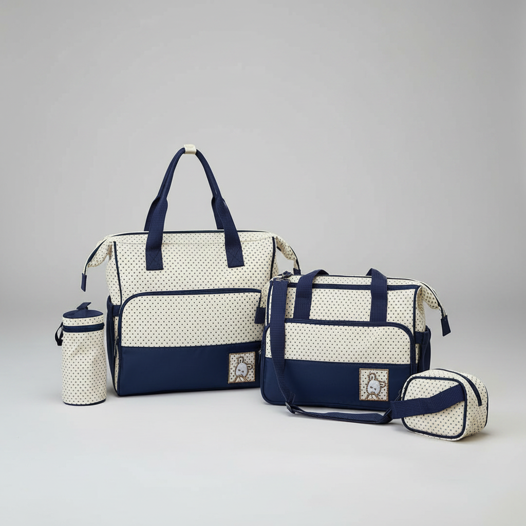 Baby diaper bag 4-piece set with changing mat and bottle pouch