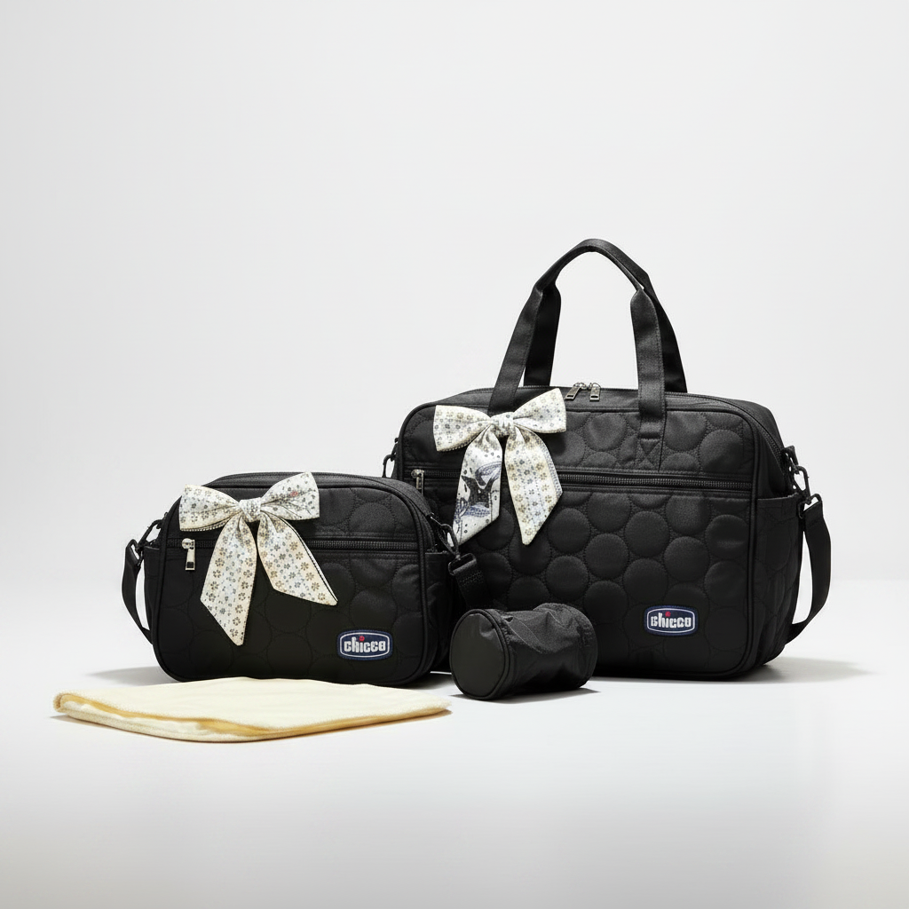 Baby Diaper Bag Set with Changing Mat - Large Capacity Premium Mummy Bag Complete