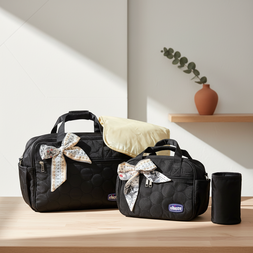 Minimal baby diaper bag set for parents