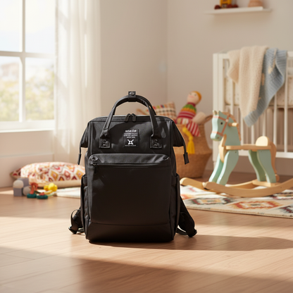 Stylish black mummy bag for parents