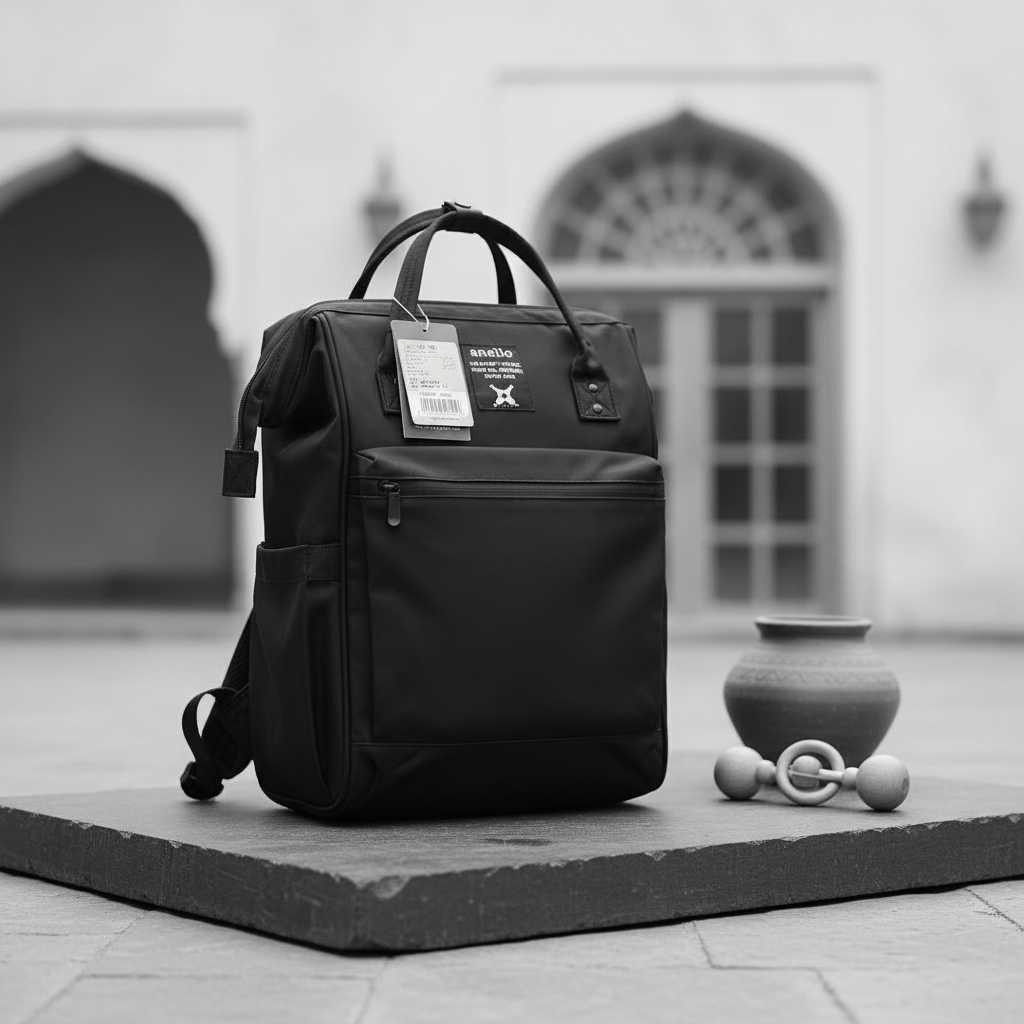 Matte black diaper bag minimalist studio image