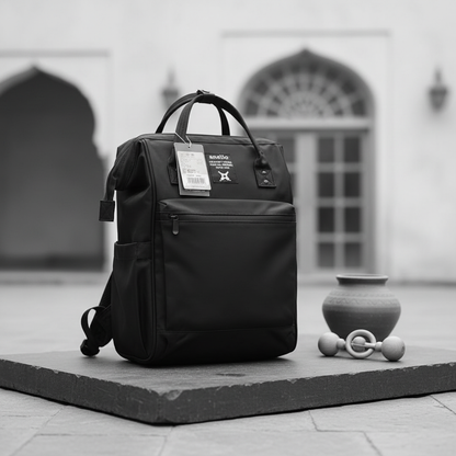 Matte black diaper bag minimalist studio image