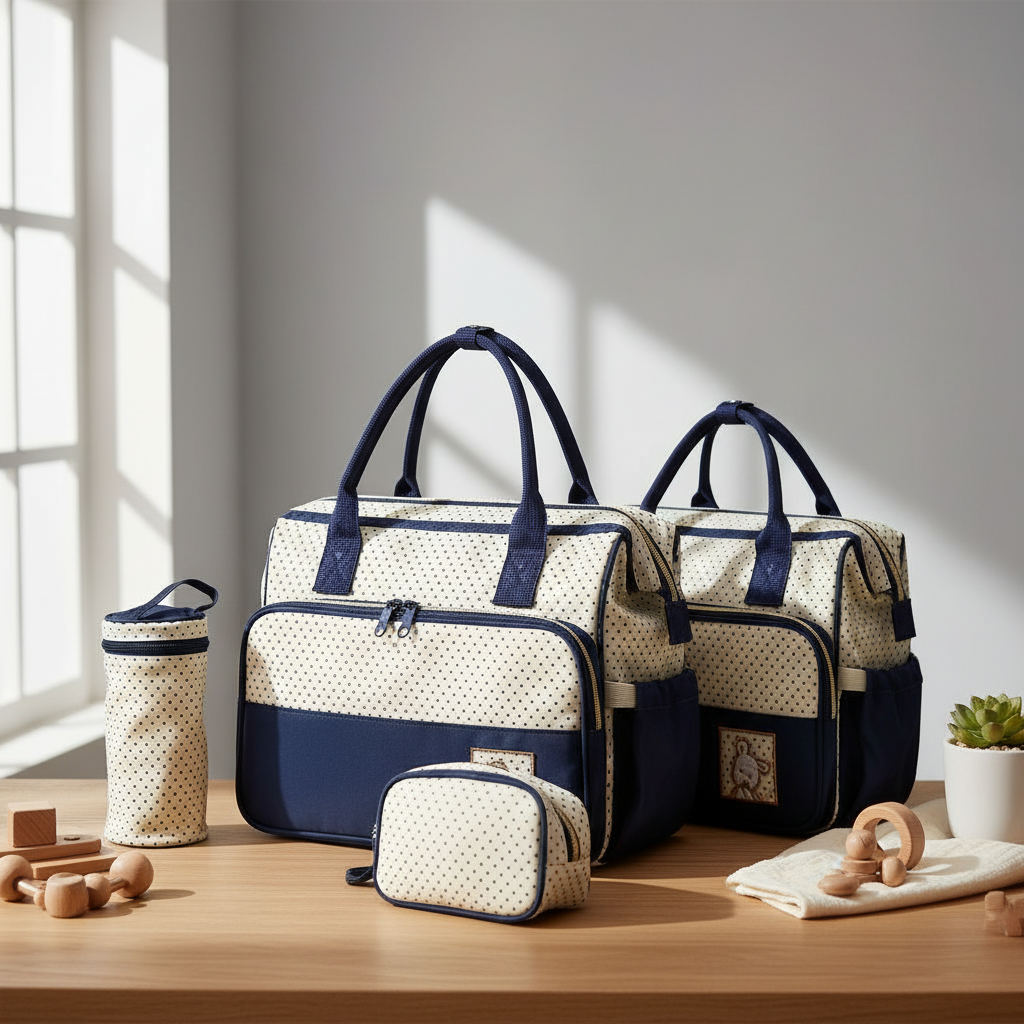 Scandinavian style baby diaper bag complete mummy bag set
