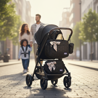 Baby diaper bag for stroller walks and outings