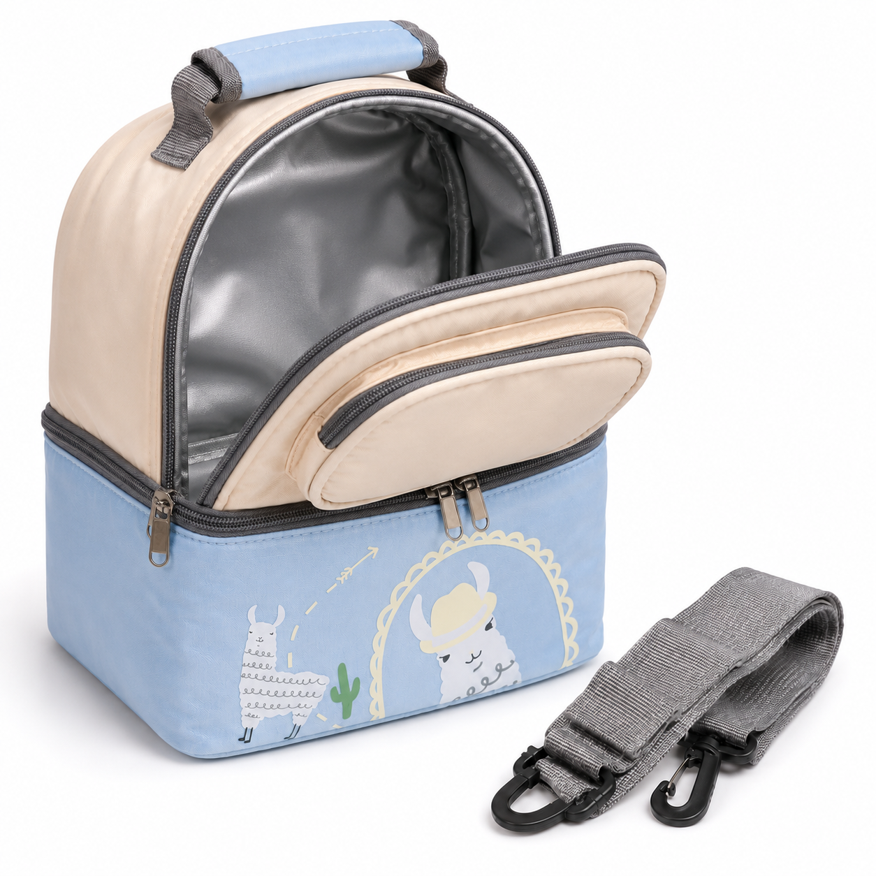 Insulated lunch carry bag product photo on white background