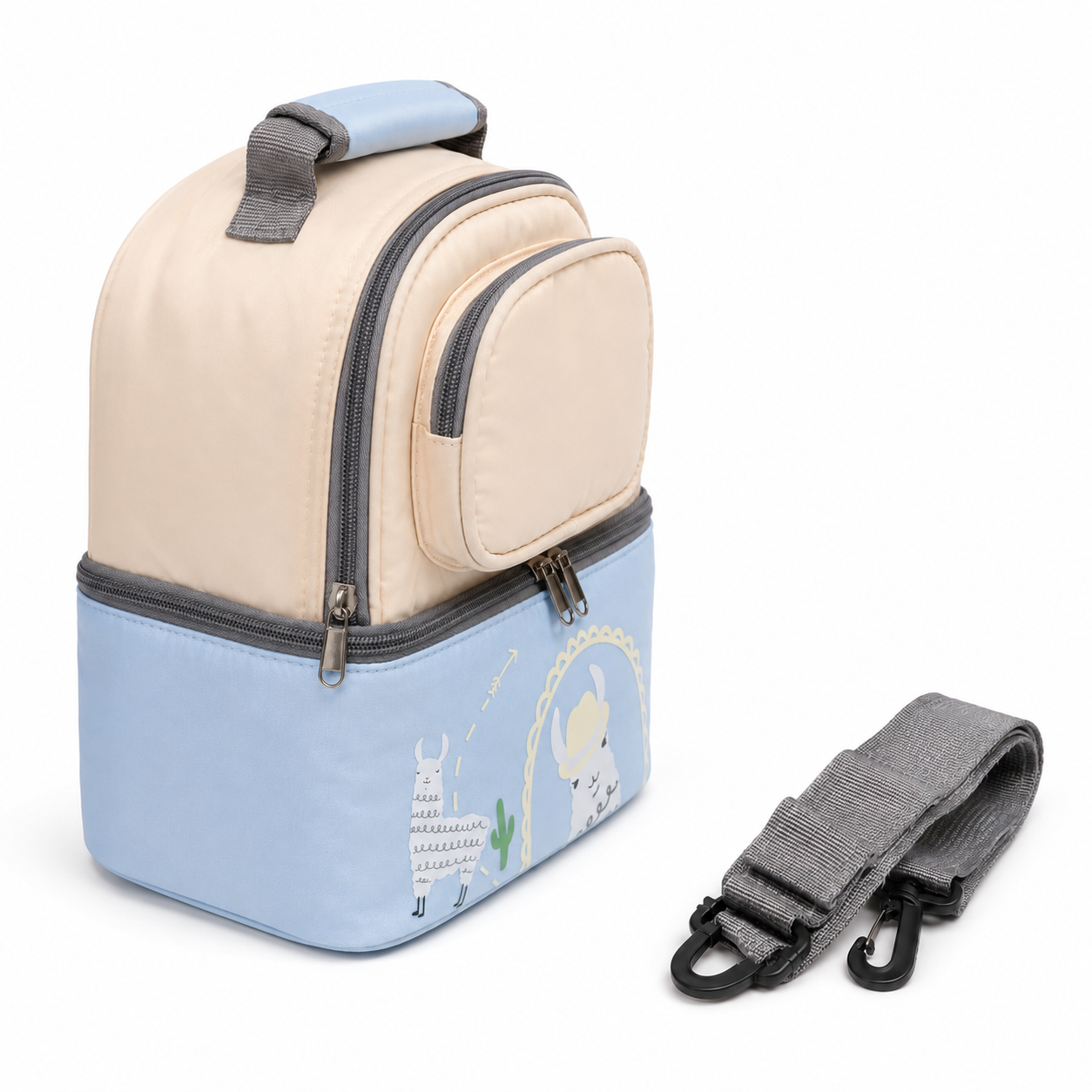 Insulated lunch carry bag with strap product photo on white background