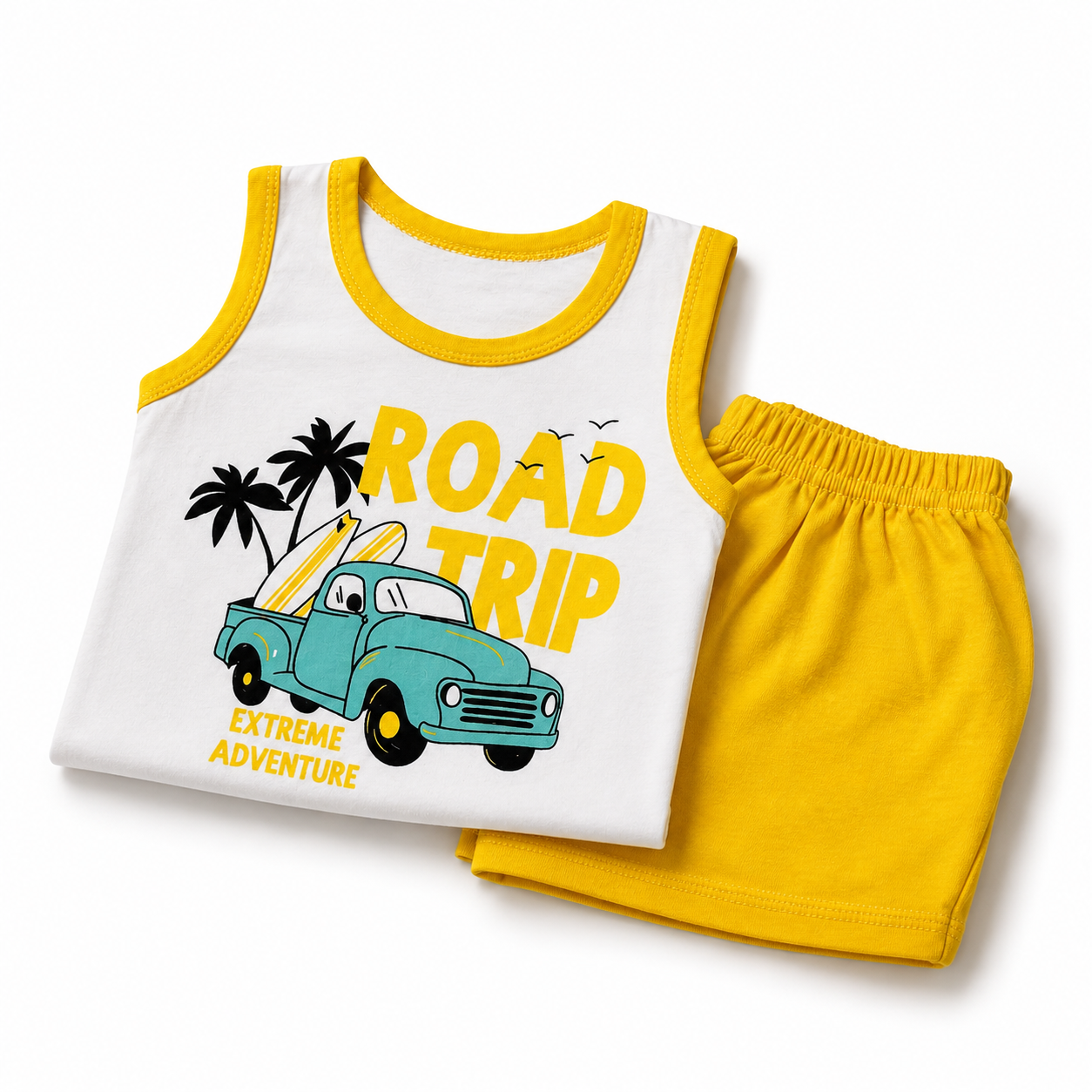 Kids road trip sleeveless shirt and shorts set folded product photo