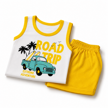 Kids road trip sleeveless shirt and shorts set folded product photo
