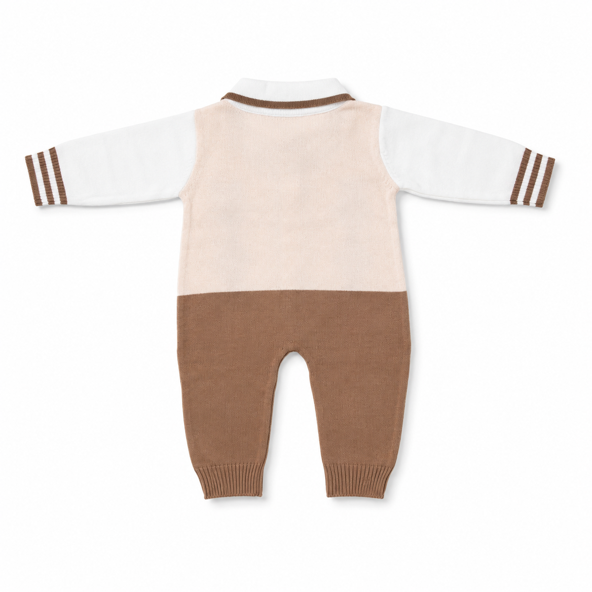 Knitted argyle baby romper back view