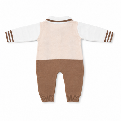 Knitted argyle baby romper back view