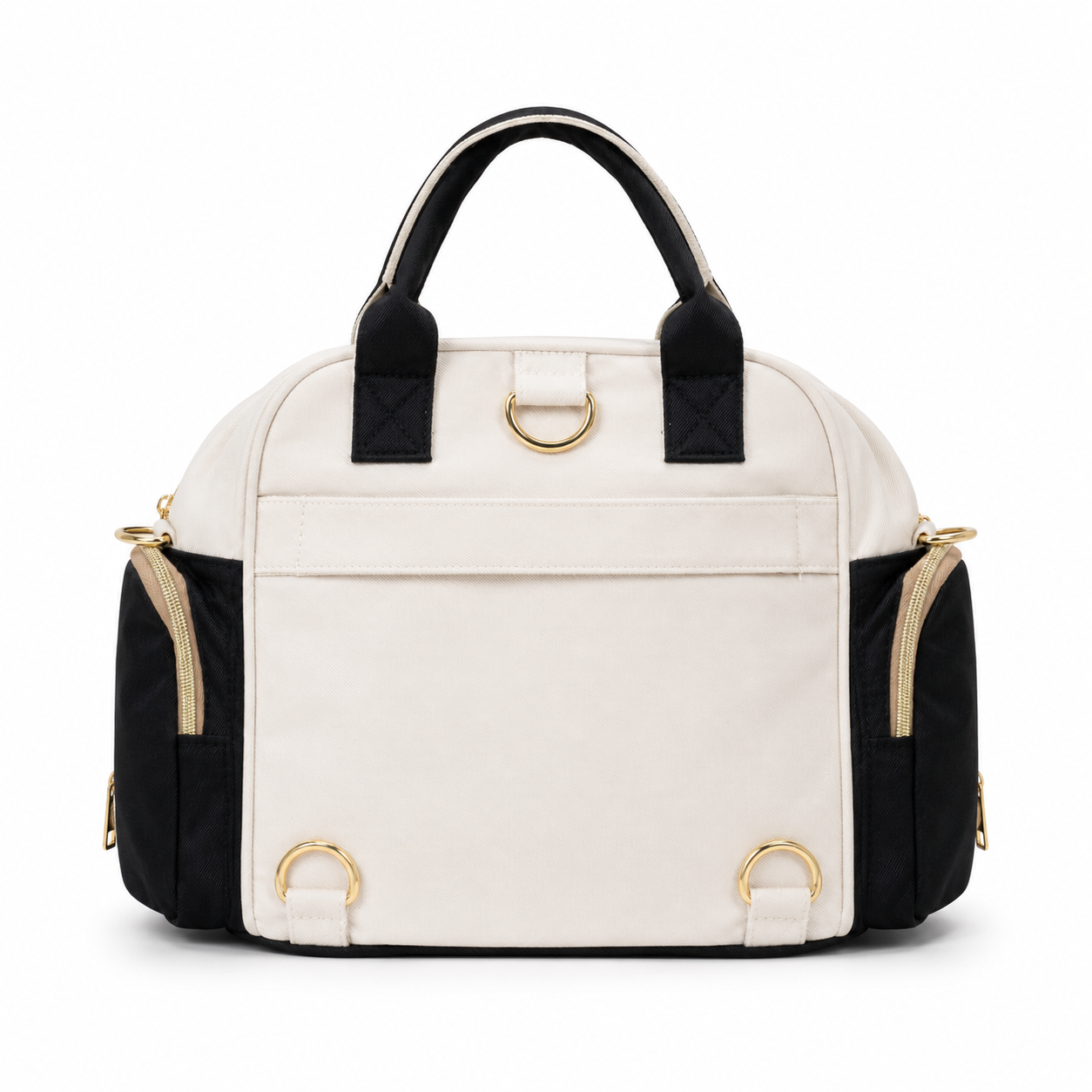 Mom’s Love baby diaper carry bag in black and cream angled view