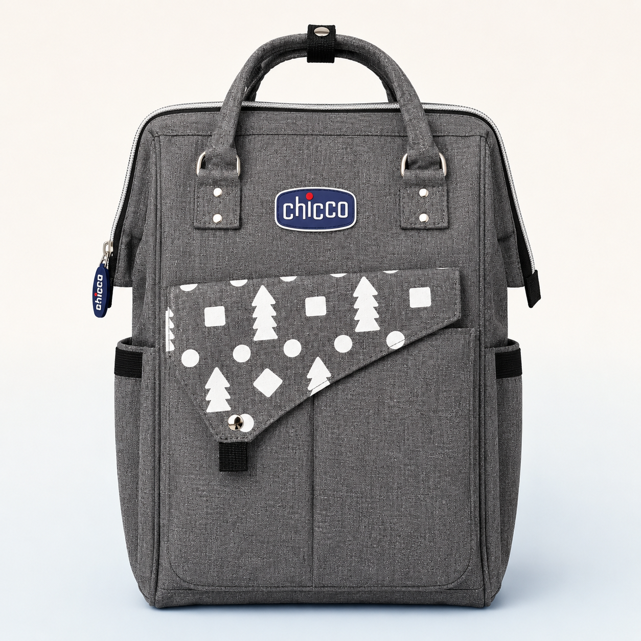 Grey mother and baby backpack front view