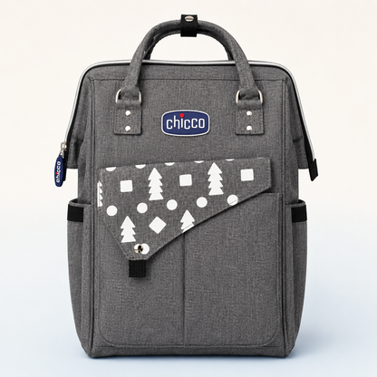 Grey mother and baby backpack front view