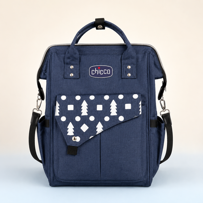 Navy mother and baby backpack front view