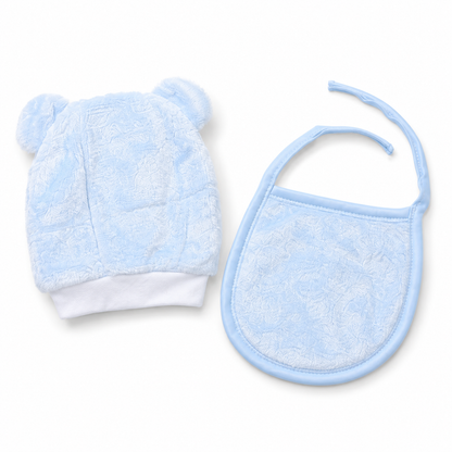 Blue newborn plush baby clothing set premium grouped product photo