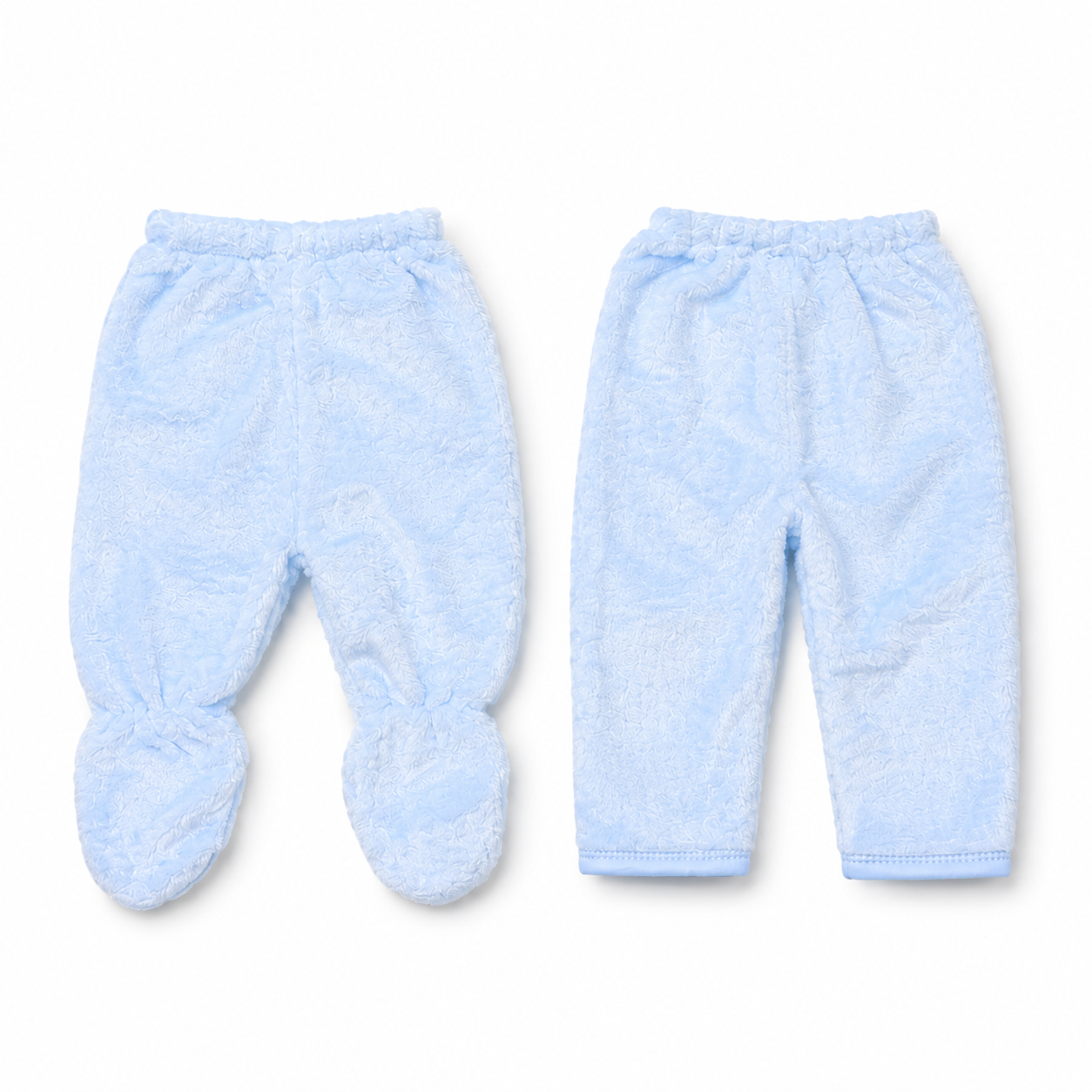 Blue newborn plush baby clothing set pants detail product photo