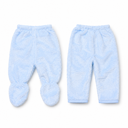 Blue newborn plush baby clothing set pants detail product photo