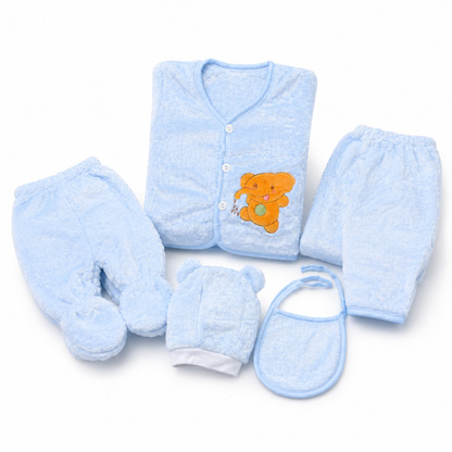 Blue newborn plush baby clothing set premium retail display