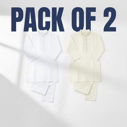 Pack of 2 Hero – White & Off-White Kurta Shalwar