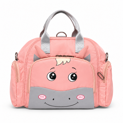 Pink cartoon carry bag hero product photo on white background