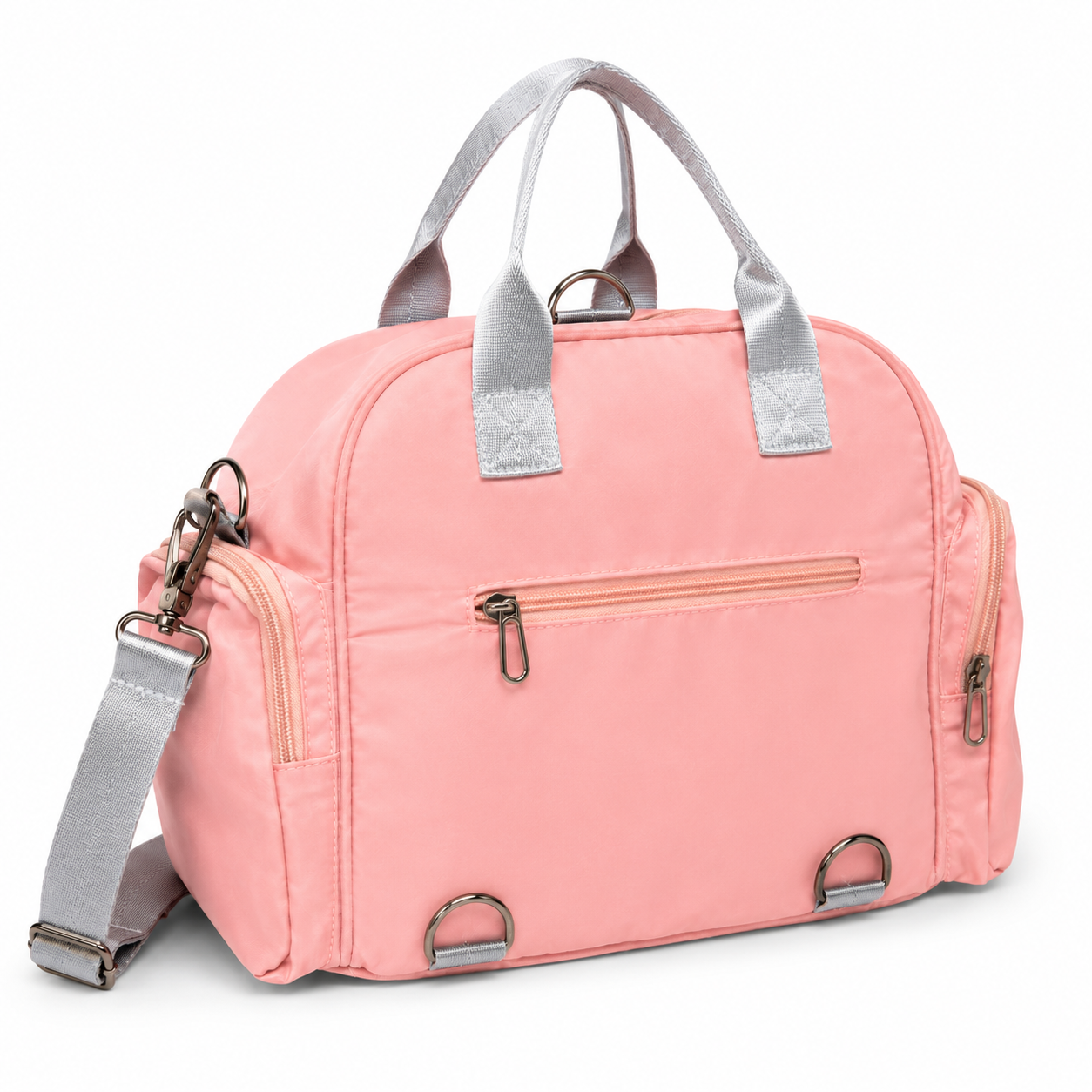 Pink cartoon carry bag straight front product photo on white background
