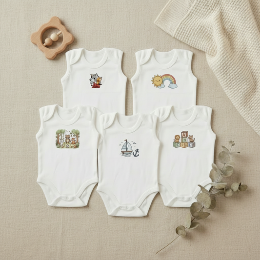 Premium Baby Bodysuit Sleeveless – Essential Romper Pack for Newborns & Infants