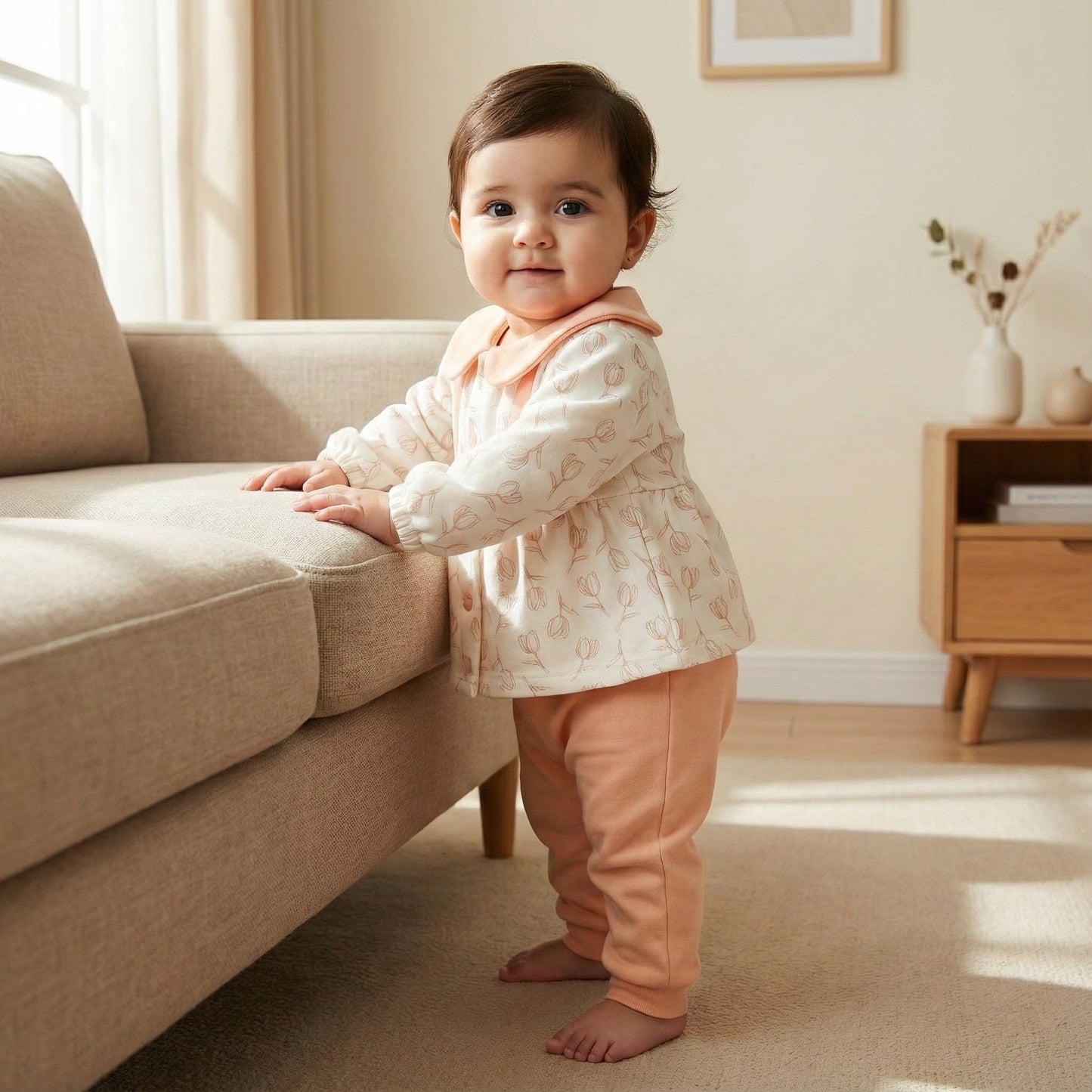 Premium Baby Girl Frock - Vibrant Orange & Purple Dress for 6 - 18 Months - Comfort Cubz