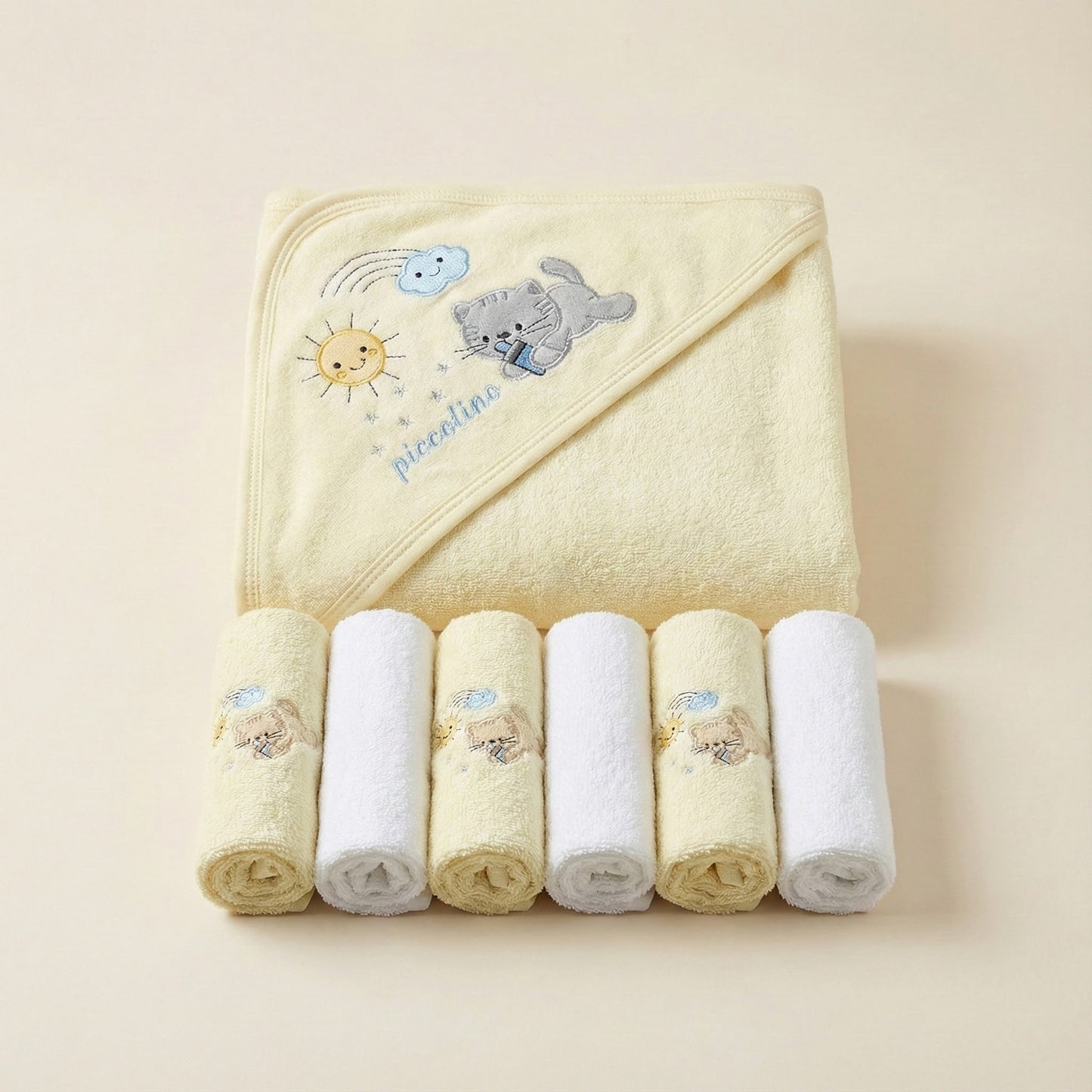 Premium Baby Hooded Shawl and Face Towel Set - Bath Essentials for Newborn & Infants - Comfort Cubz