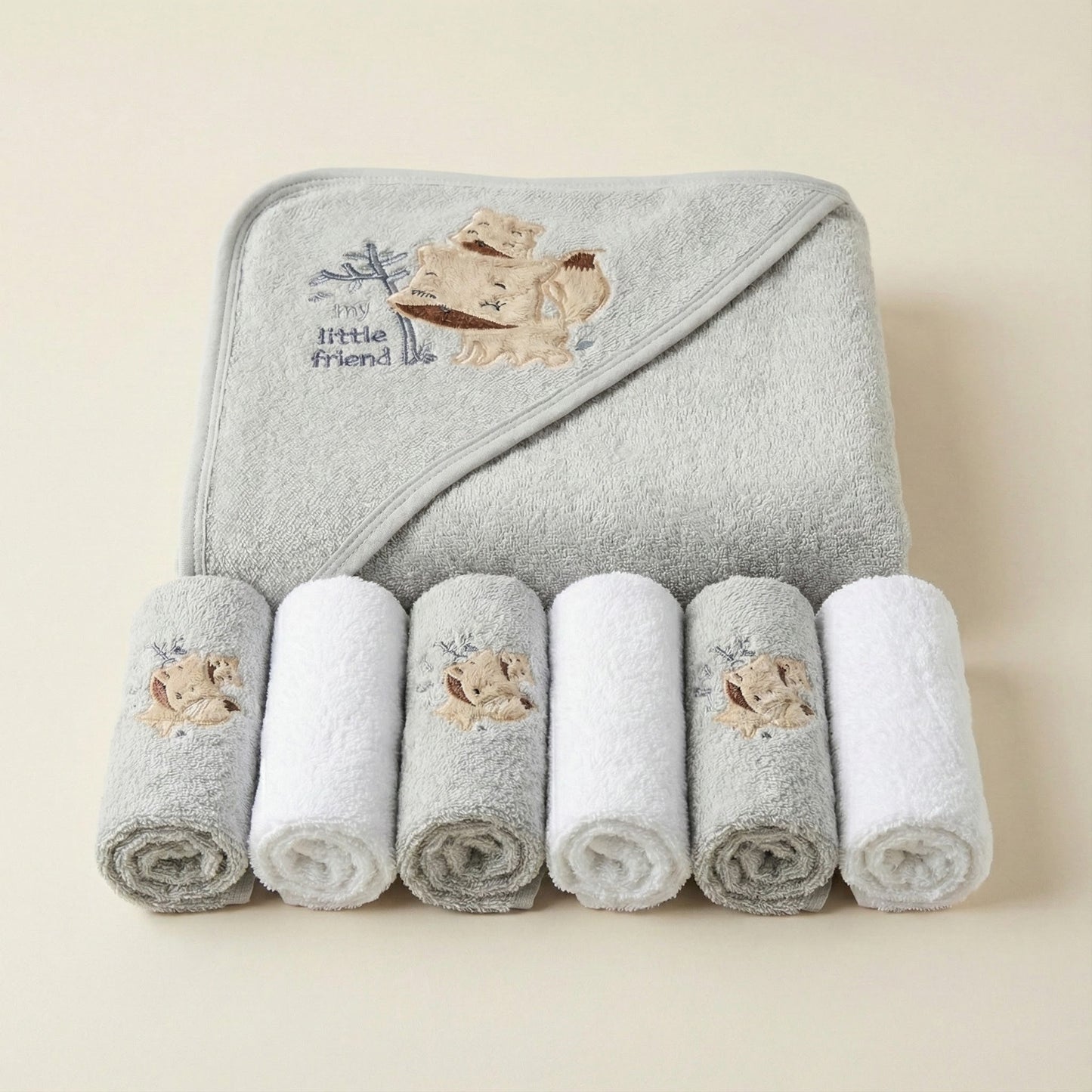 Premium Baby Hooded Shawl and Face Towel Set - Bath Essentials for Newborn & Infants - Comfort Cubz