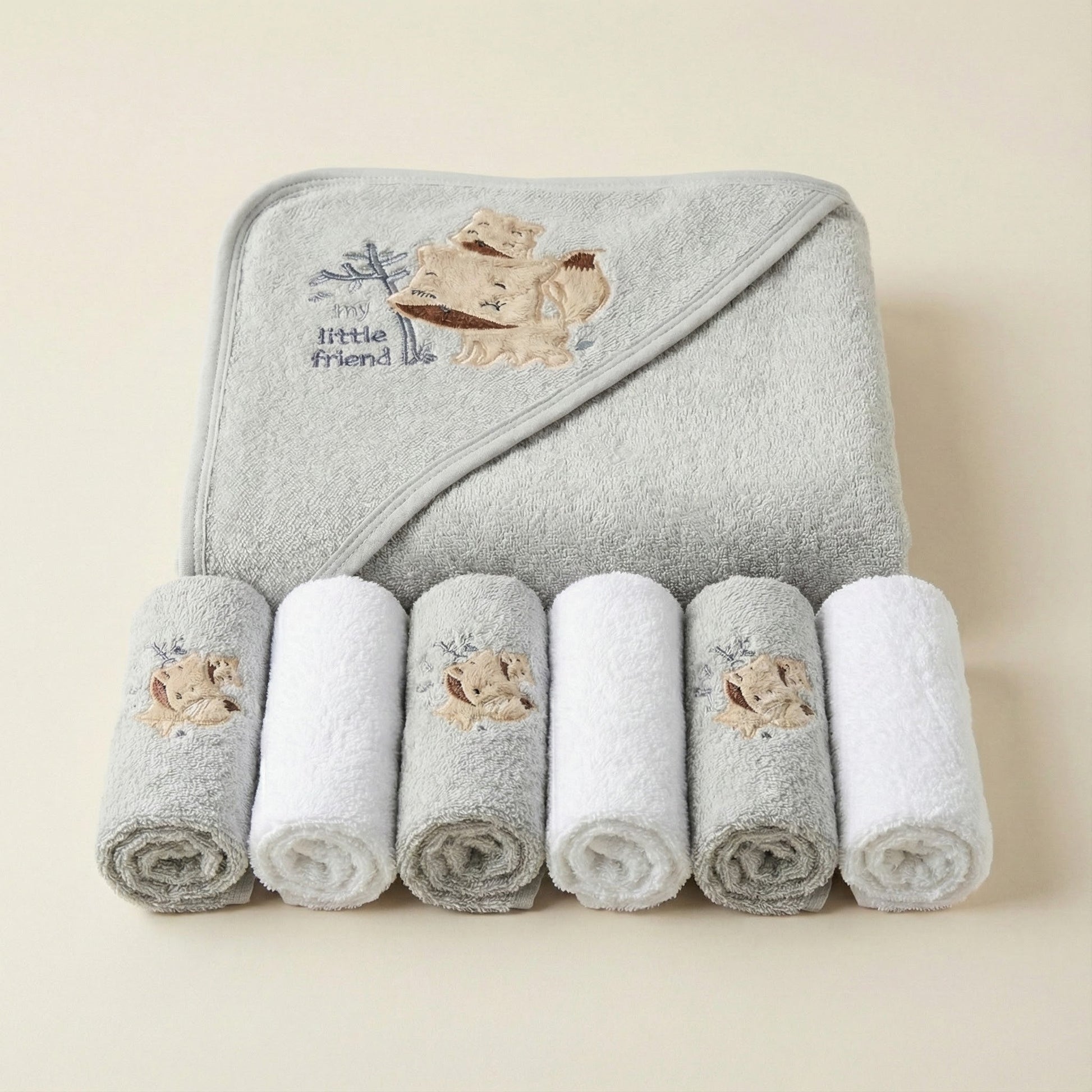 Premium Baby Hooded Shawl and Face Towel Set - Bath Essentials for Newborn & Infants - Comfort Cubz