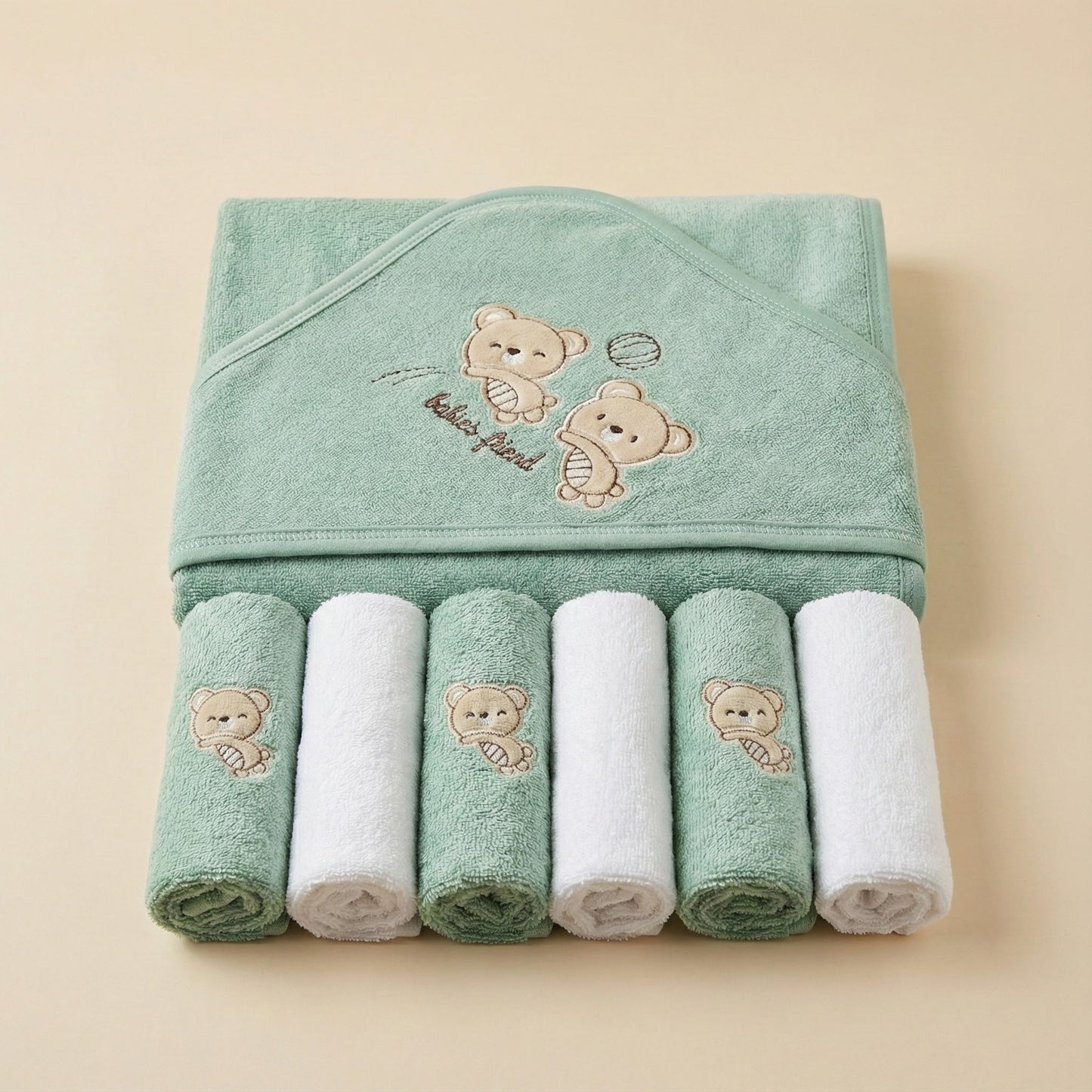 Premium Baby Hooded Shawl and Face Towel Set - Bath Essentials for Newborn & Infants - Comfort Cubz