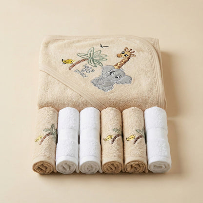 Premium Baby Hooded Shawl and Face Towel Set - Bath Essentials for Newborn & Infants - Comfort Cubz