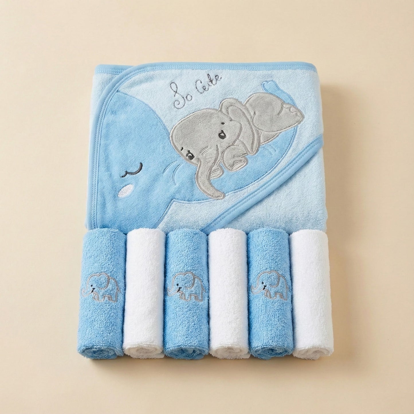Premium Baby Hooded Shawl and Face Towel Set - Bath Essentials for Newborn & Infants - Comfort Cubz