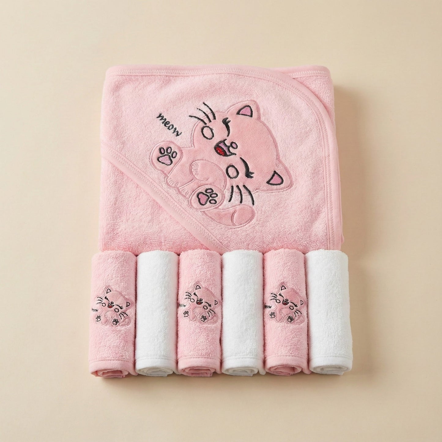 Premium Baby Hooded Shawl and Face Towel Set - Bath Essentials for Newborn & Infants - Comfort Cubz