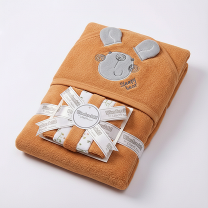 100 % Cotton Hooded Towel Gift Set - Complete Bath Time Essentials for Newborn & Infants