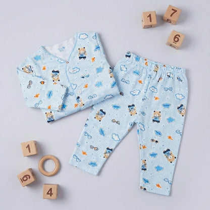 Premium Newborn First Wear Set - Blue Checked Design 2 - Piece Outfit 0 - 3 Months - Comfort Cubz