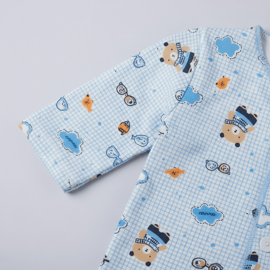 Premium Newborn First Wear Set - Blue Checked Design 2 - Piece Outfit 0 - 3 Months - Comfort Cubz